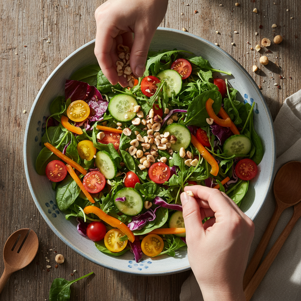 Hazelnuts on salad